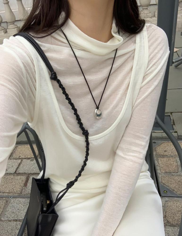 founders 파운더스 아치 레이어드 탑 울 텐셀 긴팔 터틀넥 나시 티셔츠 세트 이너프