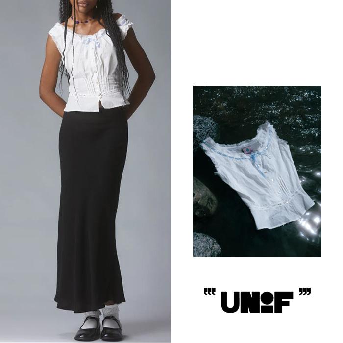 UNiF 유니프 RUE 루 민소매 블라우스 탑