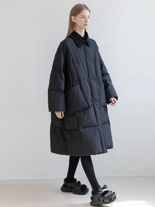 Oversized Coloring Long Padded Jacket_BLACK