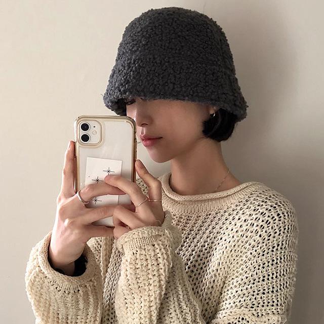 뽀글이 양털 드롭 벙거지 버킷햇