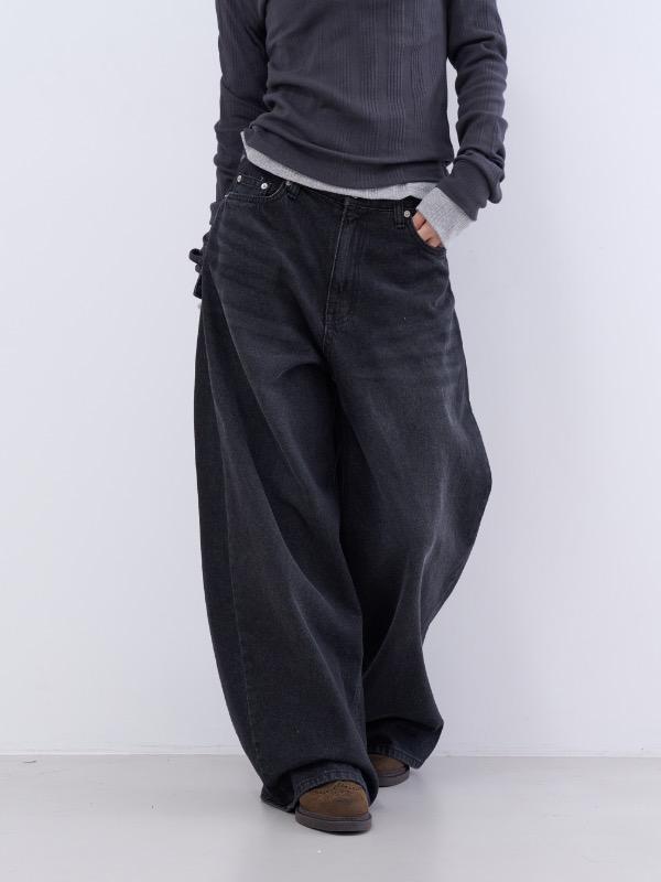 western belt point denim pants