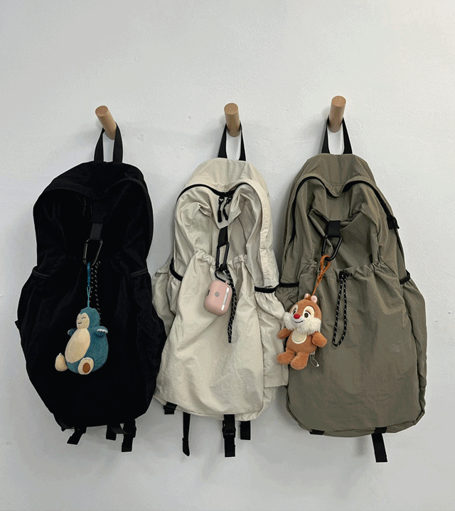 이버라킴 [스트릿/남녀공용]버클스트랩 스트링 포켓 나일론 버킷 백팩