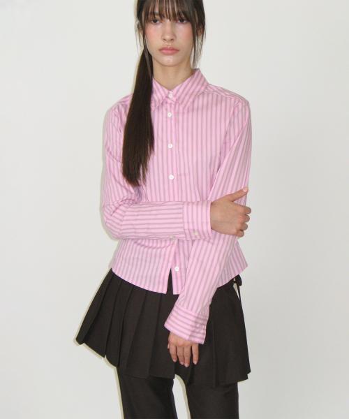 Fitted Stripe Shirt, PINK