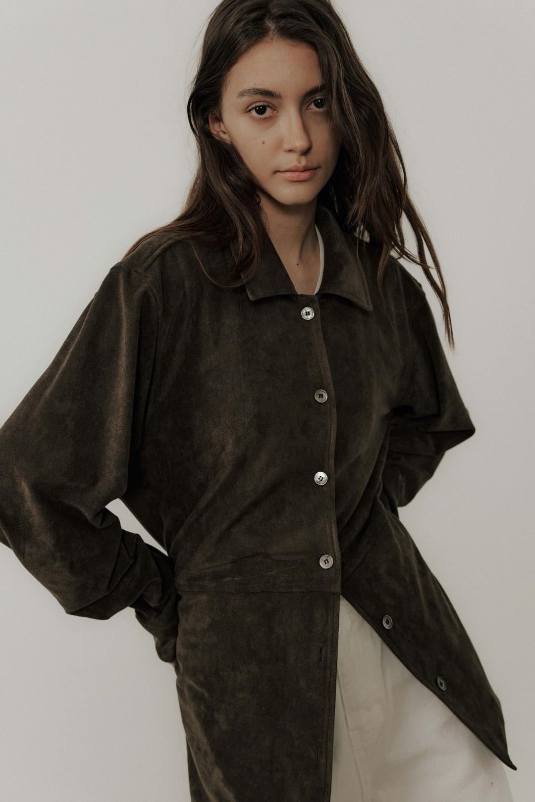 Mute Suede Shirts Jacket_Brown