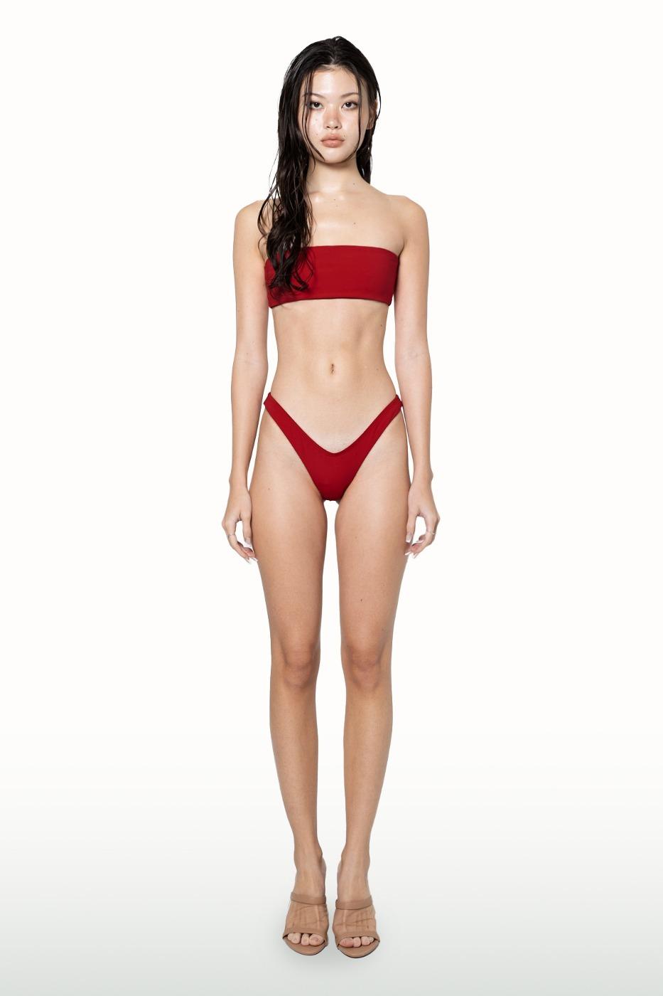 Luxe micro bandeau bikini - rich red
