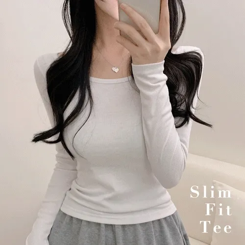 [-3kg핏!/6컬러] 여리 골지 슬림핏 심플 베이직 라운드 기본 긴팔 티셔츠 (6color)