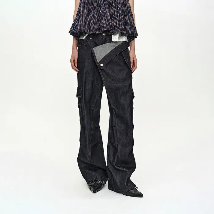 RIGID TURNOVER CARGO JEANS apa879w(INDIGO)