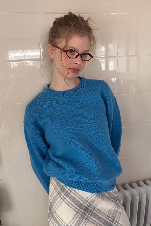 베이직 크루 니트_블루