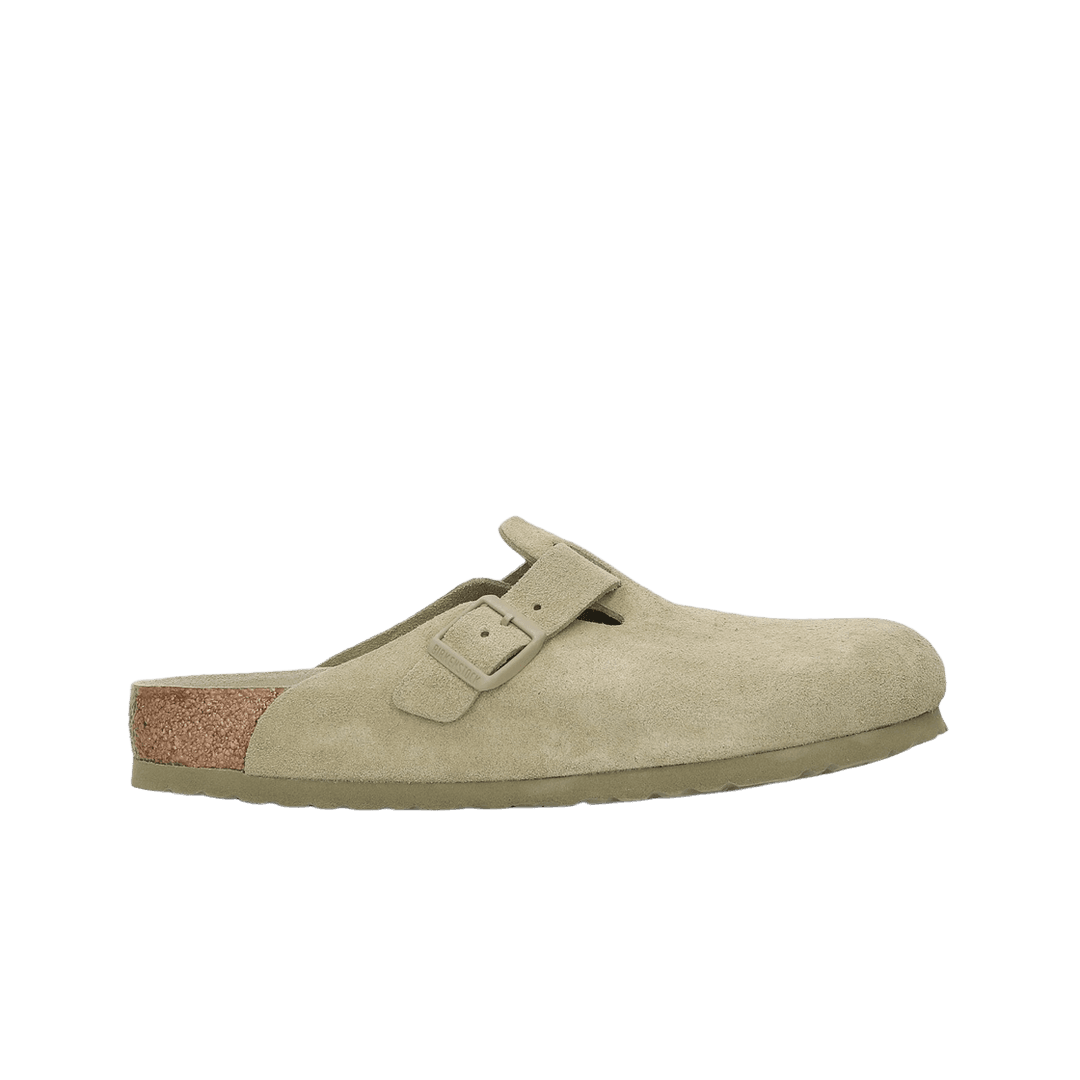 Birkenstock Boston Soft Footbed Suede Leather Faded Khaki - Regular