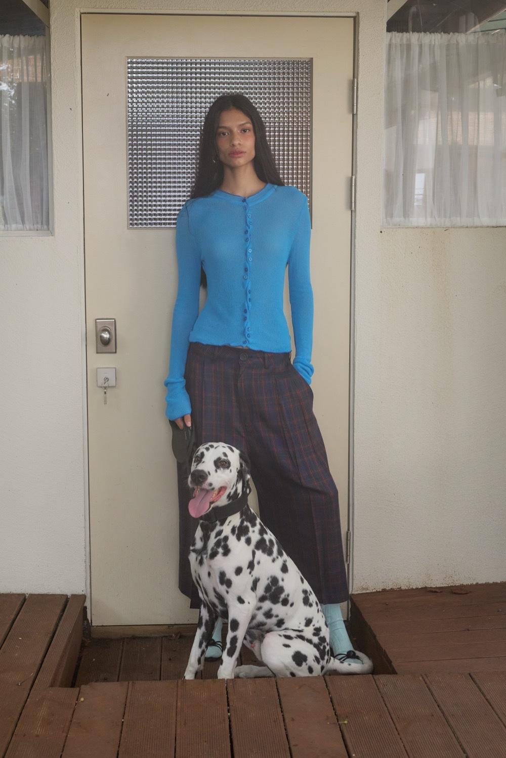 Zigwiggle Button Cardigan / Blue