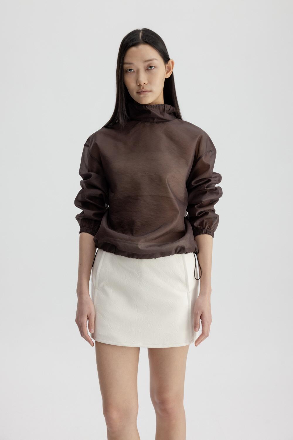 SEE-THROUGH DRAWSTRING TOP (BROWN)