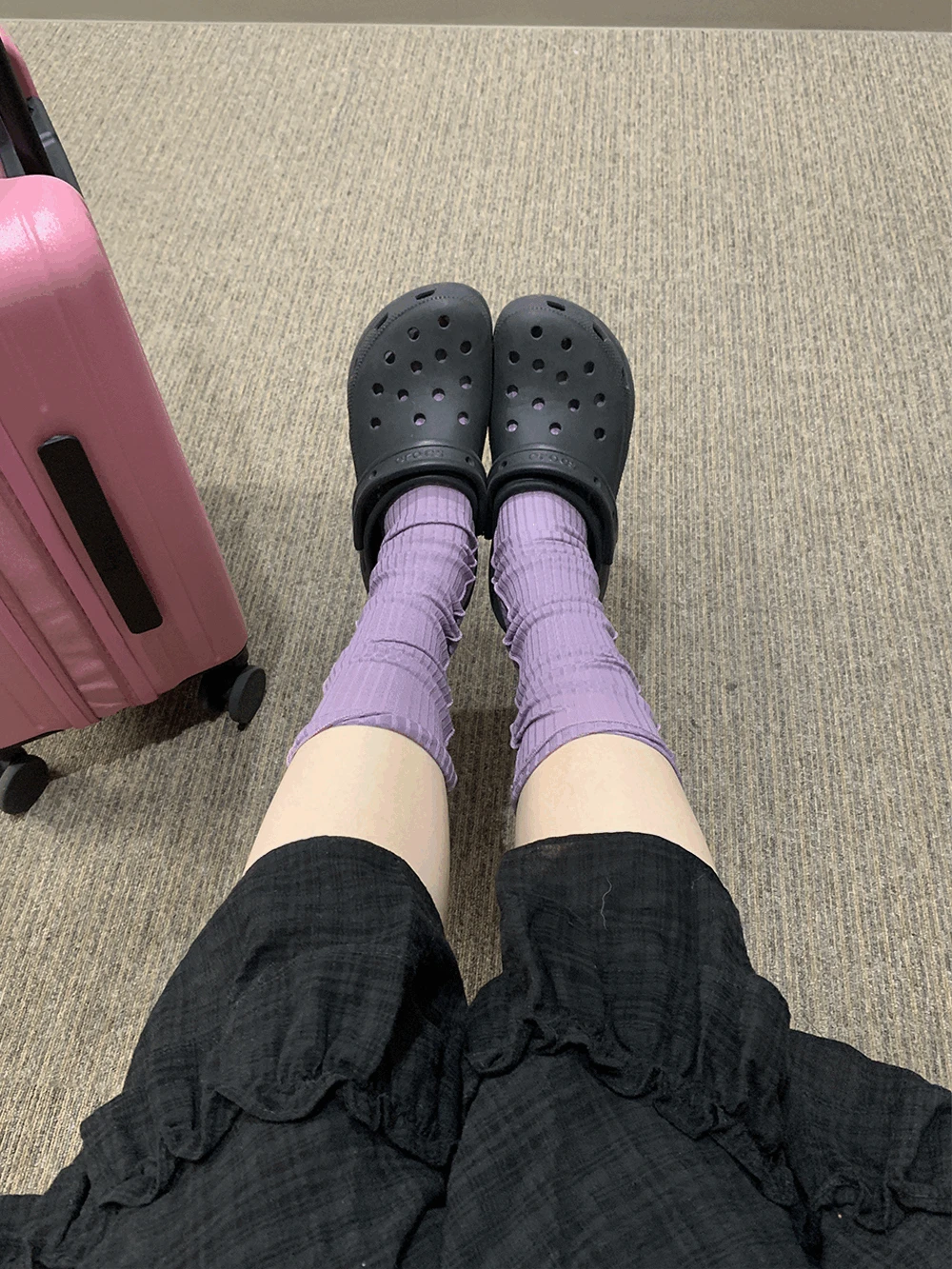 펀디 골지 시스루 니삭스 (7c)