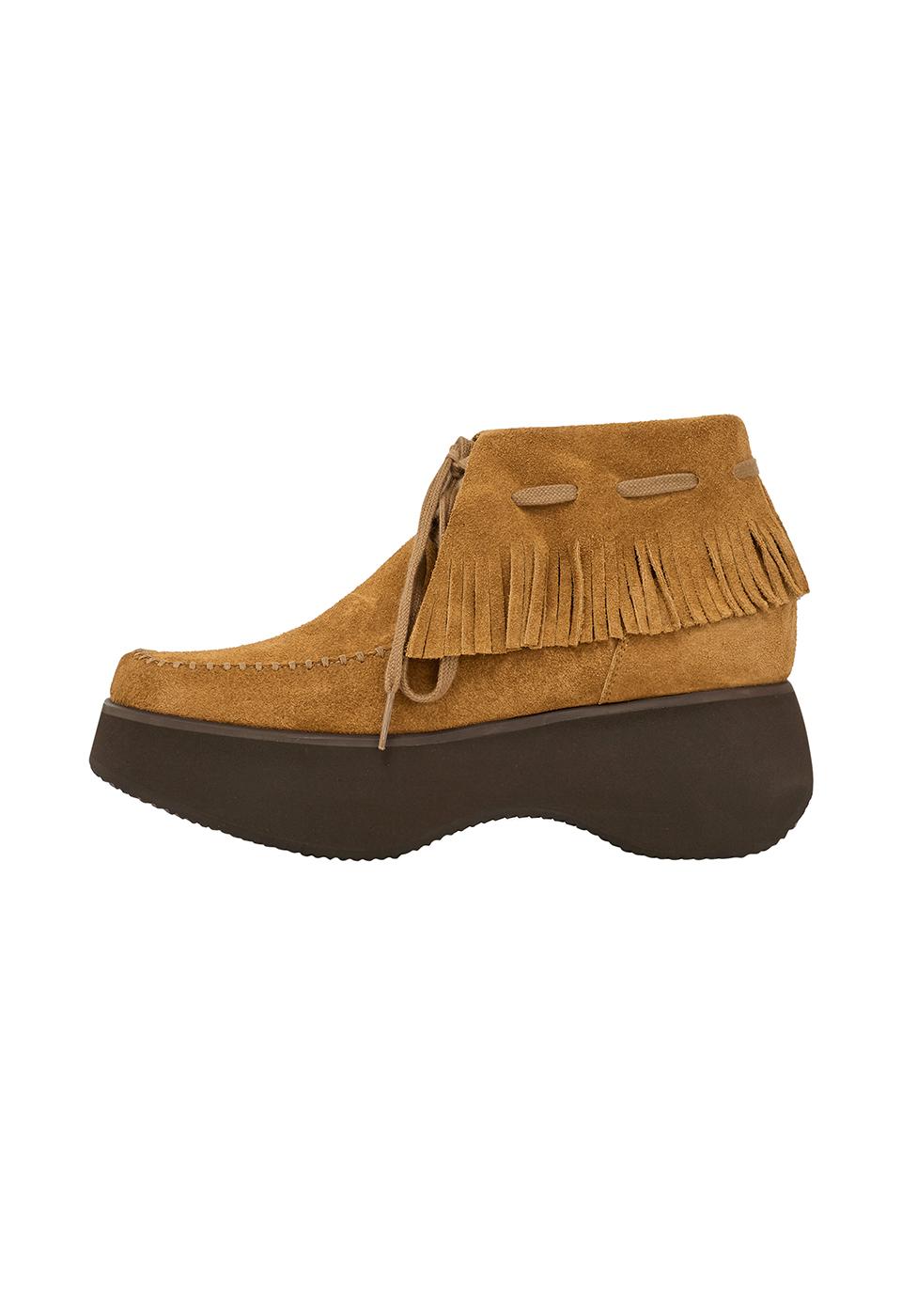MOCCASIN PLATFORM BOOTS, CAMEL