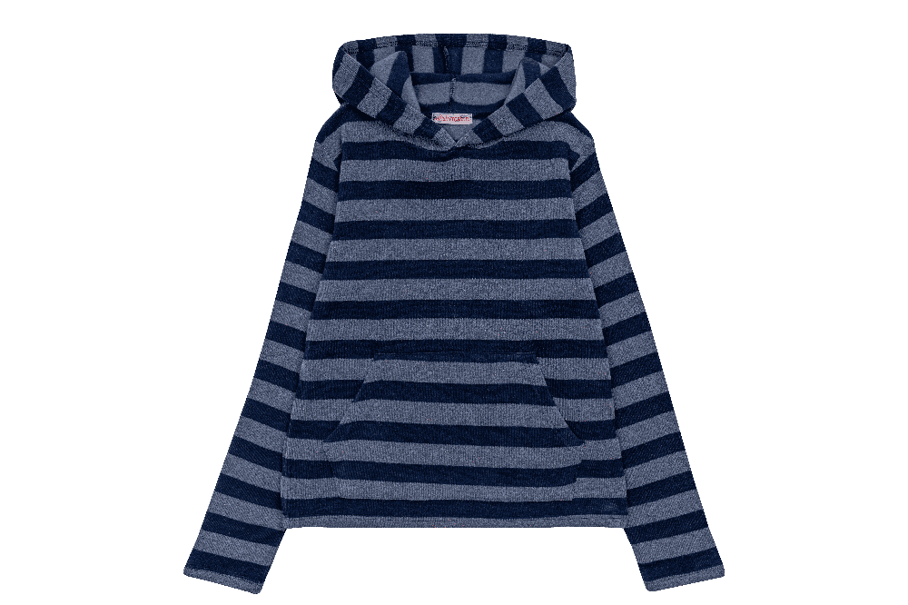 [OAFISH] Stripe Knit Hoodie, Blue