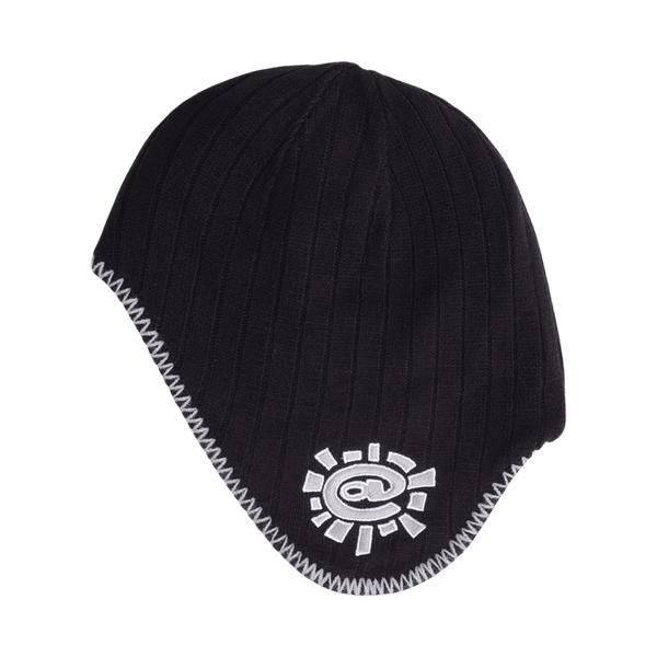 reversible ear flap beanie - black/grey