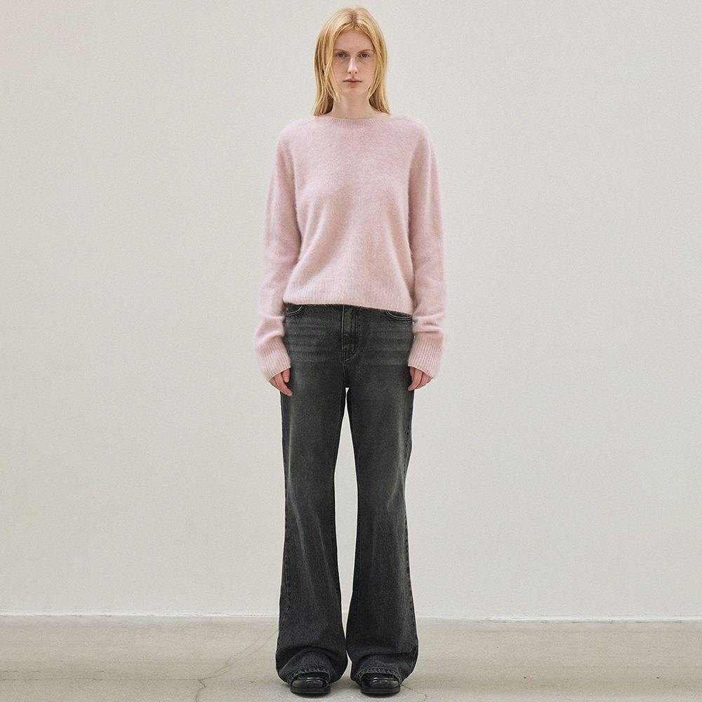 cashmere classic whole garment knitted pullover (light pink)