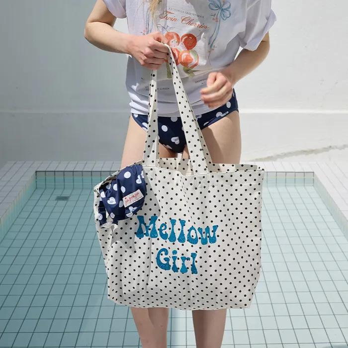 Dotted cotton bag, Dot blue