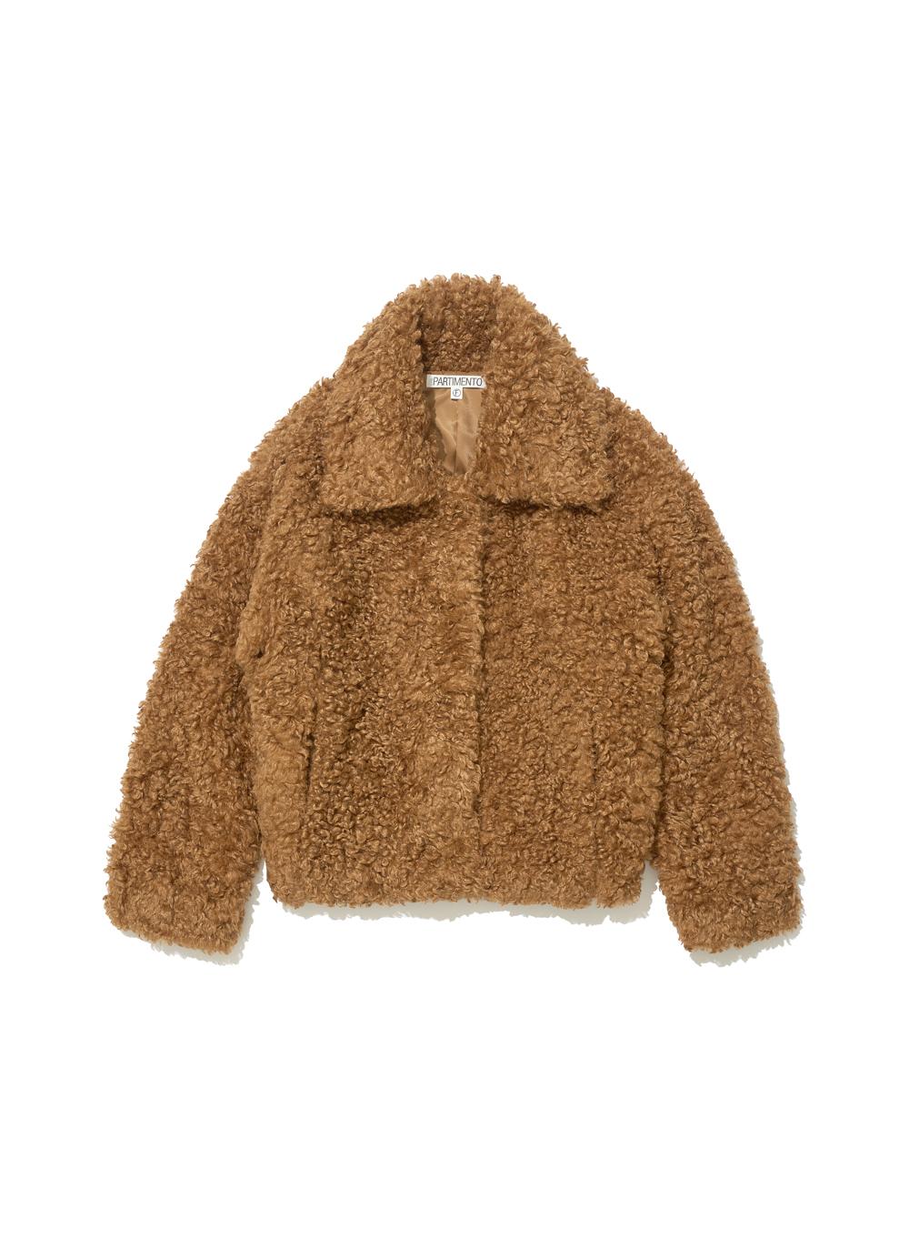 [WOMEN] WIDE COLLAR FLUFFY FUR COAT_CAMEL BROWN