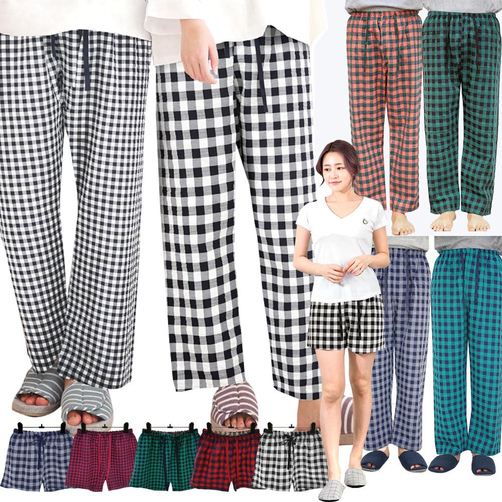 체크 잠옷바지 커플 파자마 바지 국내생산 홈웨어 빅사이즈