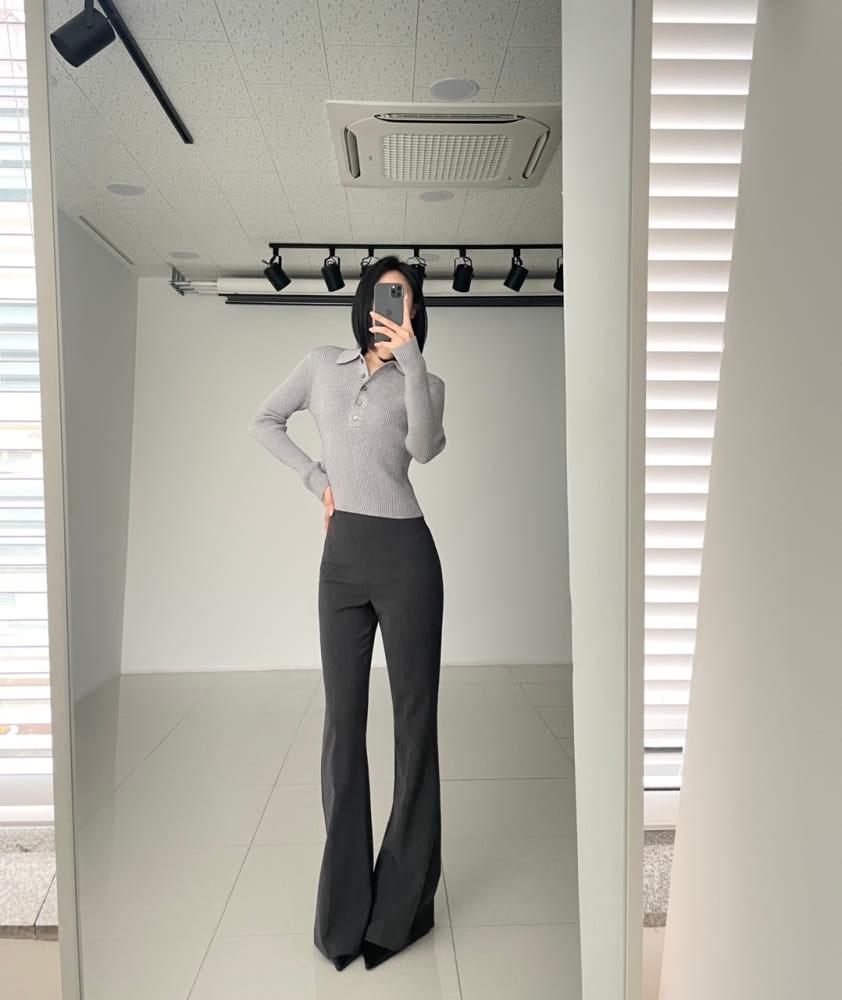 데일리 슬림 부츠컷 슬랙스 (차콜)