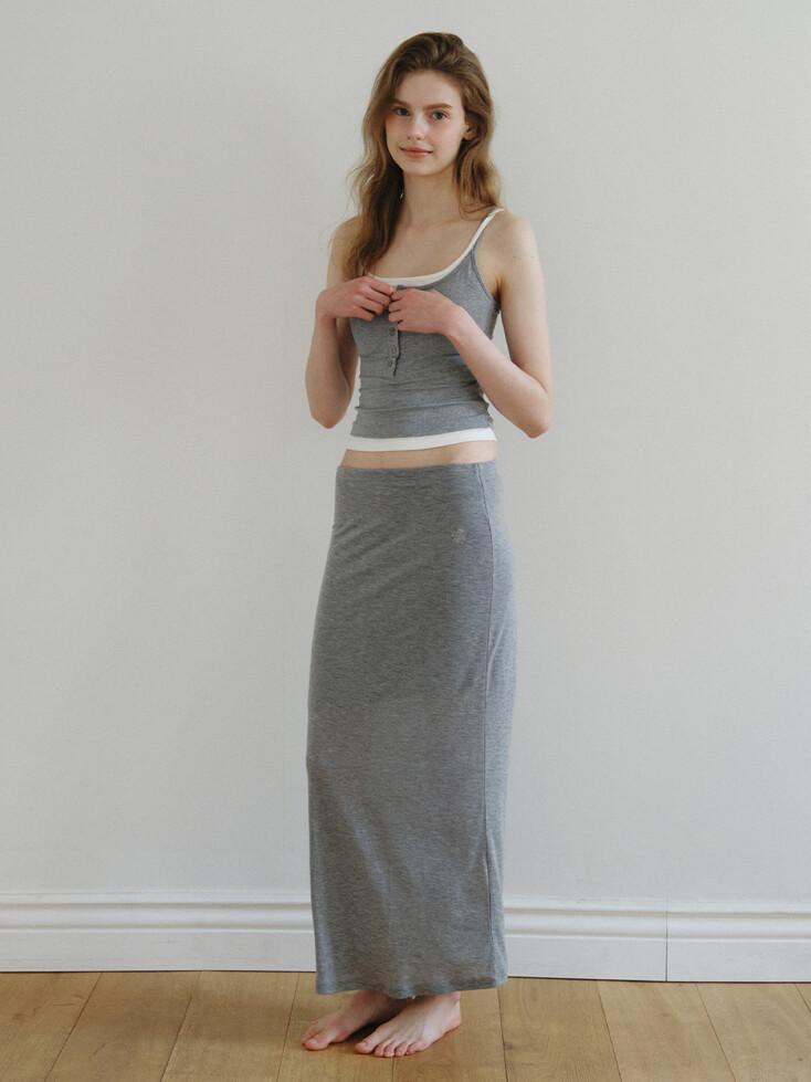 베이 텐셀 밴딩 롱 스커트