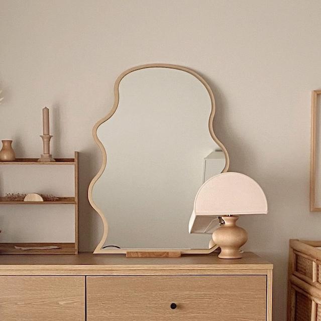 브림 원목 비정형 탁상거울 2colors
