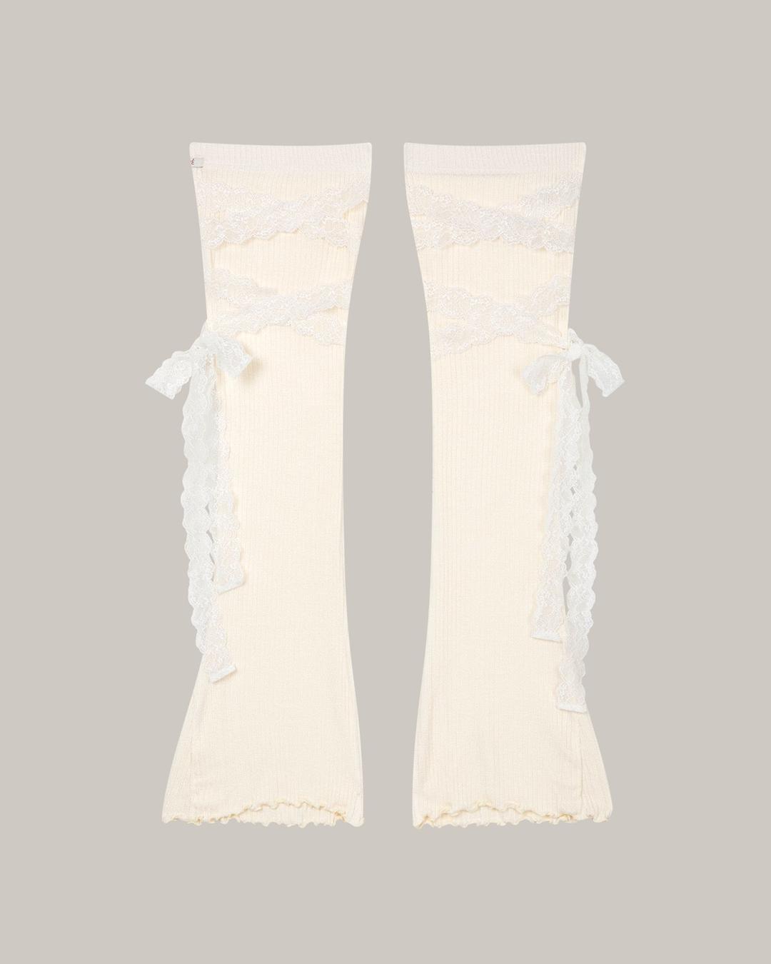 THIGH RIBBON LEGWARMERS #CREAM