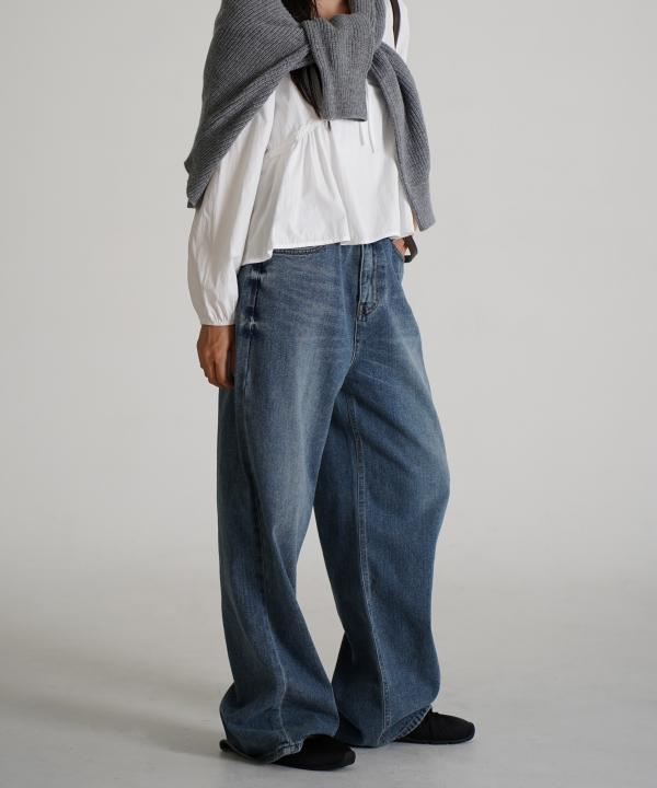 만다린트리 [국내워싱] 하이핏 세미와이드 일자핏 가을 청바지 1 color