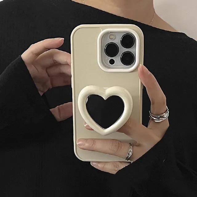 크림테두리❤하트거울 그립톡 아이폰케이스[11 12 13 14 15 PRO MAX 프로맥스]