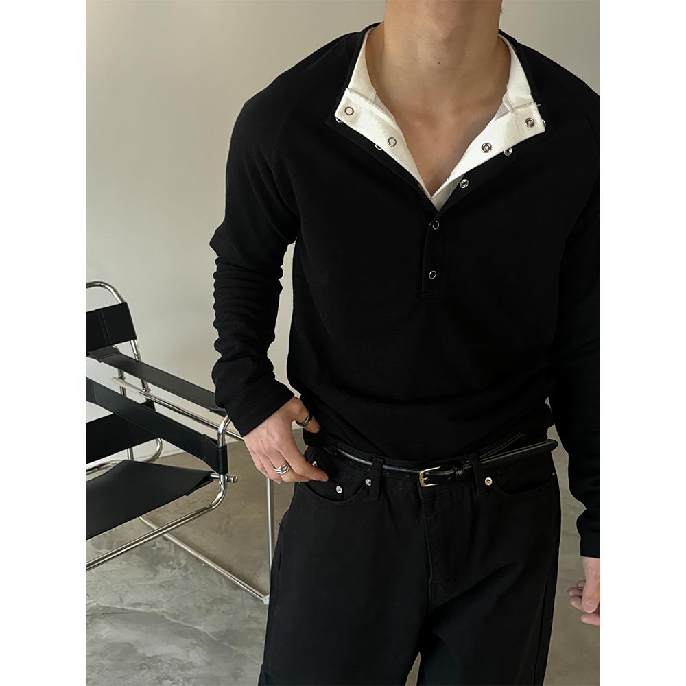 [S/S] Deep muscle henry neck knit sleeves(3color)