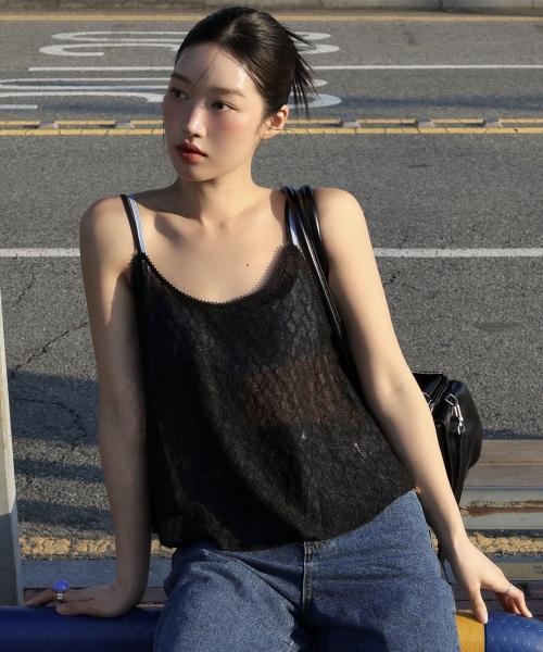 A3490 시스루 레이스 뷔스티에_Black