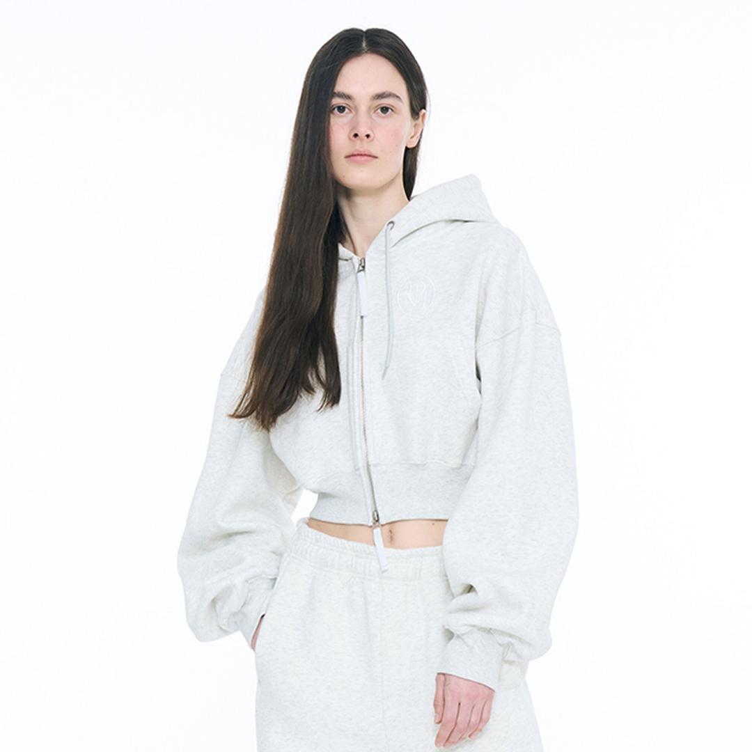 CLASSIC LOGO CROP HOODIE_MELANGE