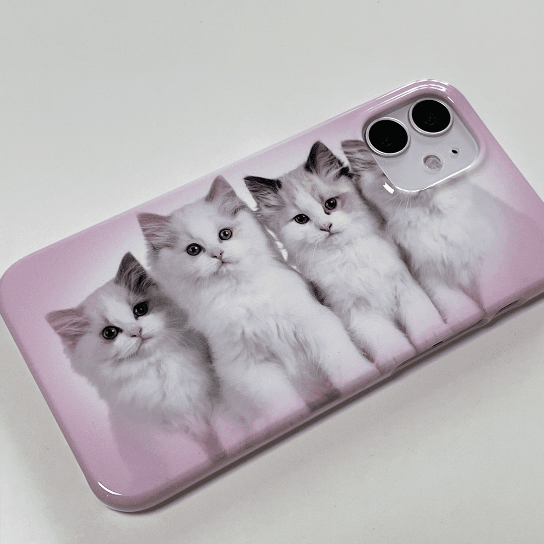 Twin pink kitty phone case