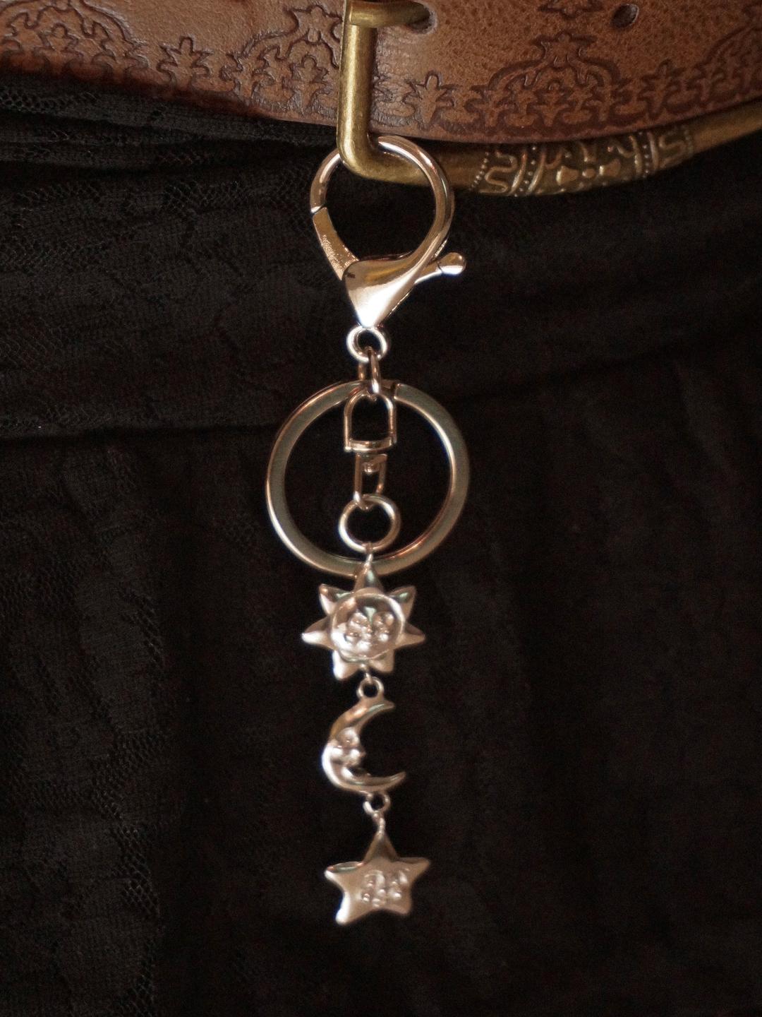 Sun and moon,star keyring