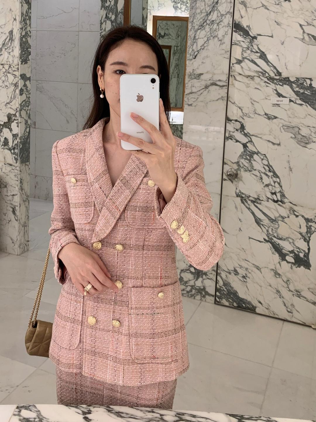 로템 트위드 자켓 /핑크