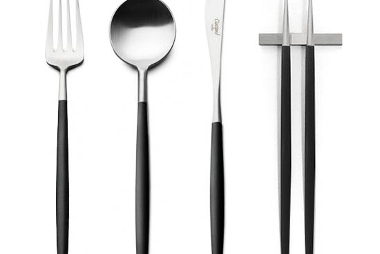 고아 블랙실버 디너 스푼+디너포크+디너나이프 +젓가락 세트