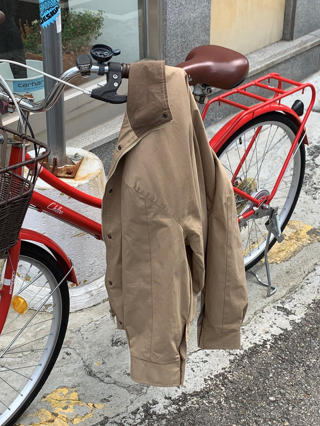 반인찌 [남녀공용/카라배색] 포레나 투웨이 오버핏 배색 야상 자켓 -2colors