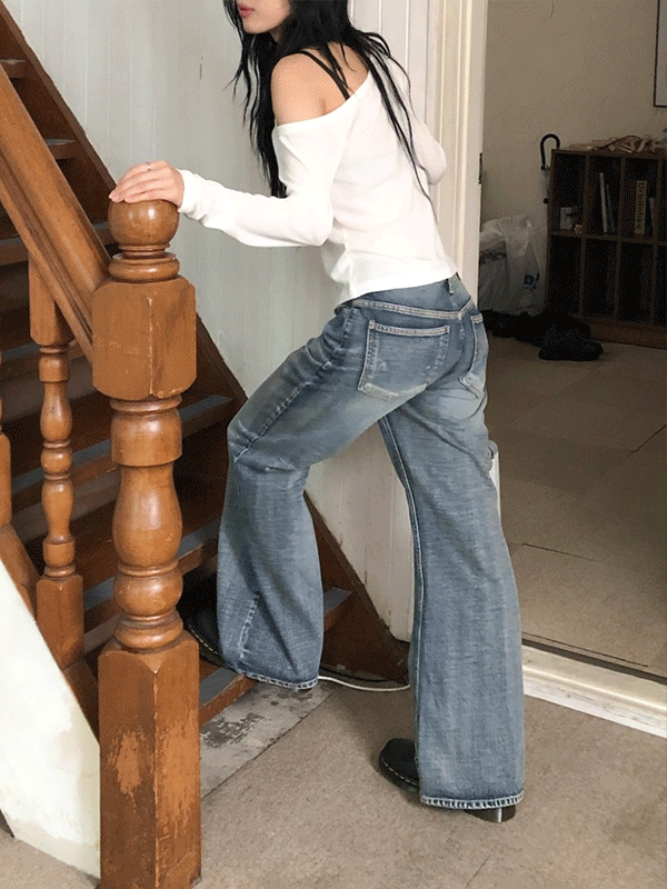 보이 플레어 데님 진