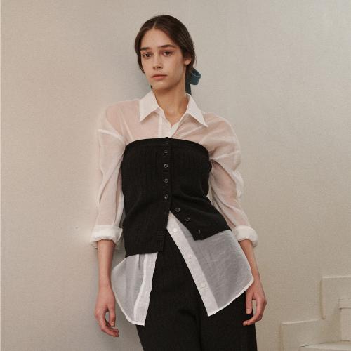 골지셋업 소프트 멀티탑-블랙