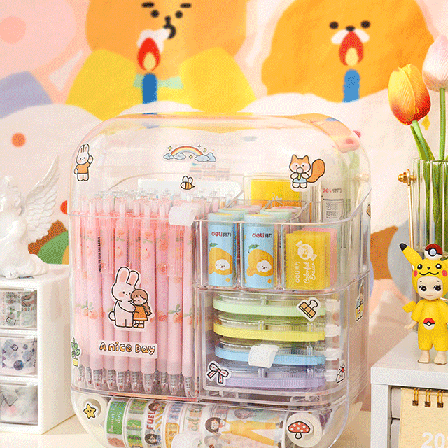 (메인배너인기상품🔥)말랑샵 대용량 아크릴 투명 풀커버 올인원 책상 화장품 다용도 문구 정리함 필기구 책상 화장대 문구 정리 보관함 서랍 향수장 홈데코