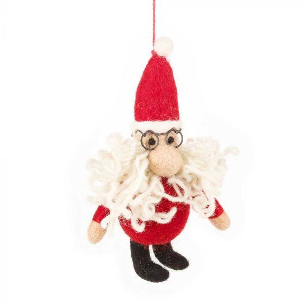 Felt So Good 울 펠트 핸드메이드 곱슬머리 산타 오너먼트