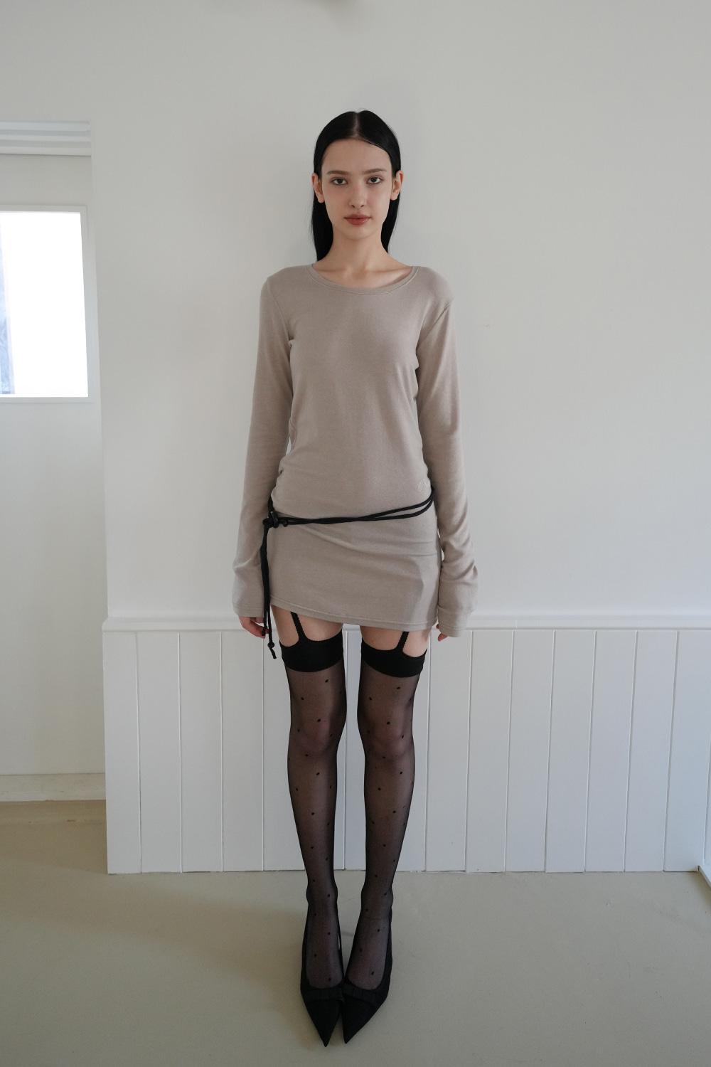 PEINTURE Long-sleeve Knit Mini-Dress-Beige