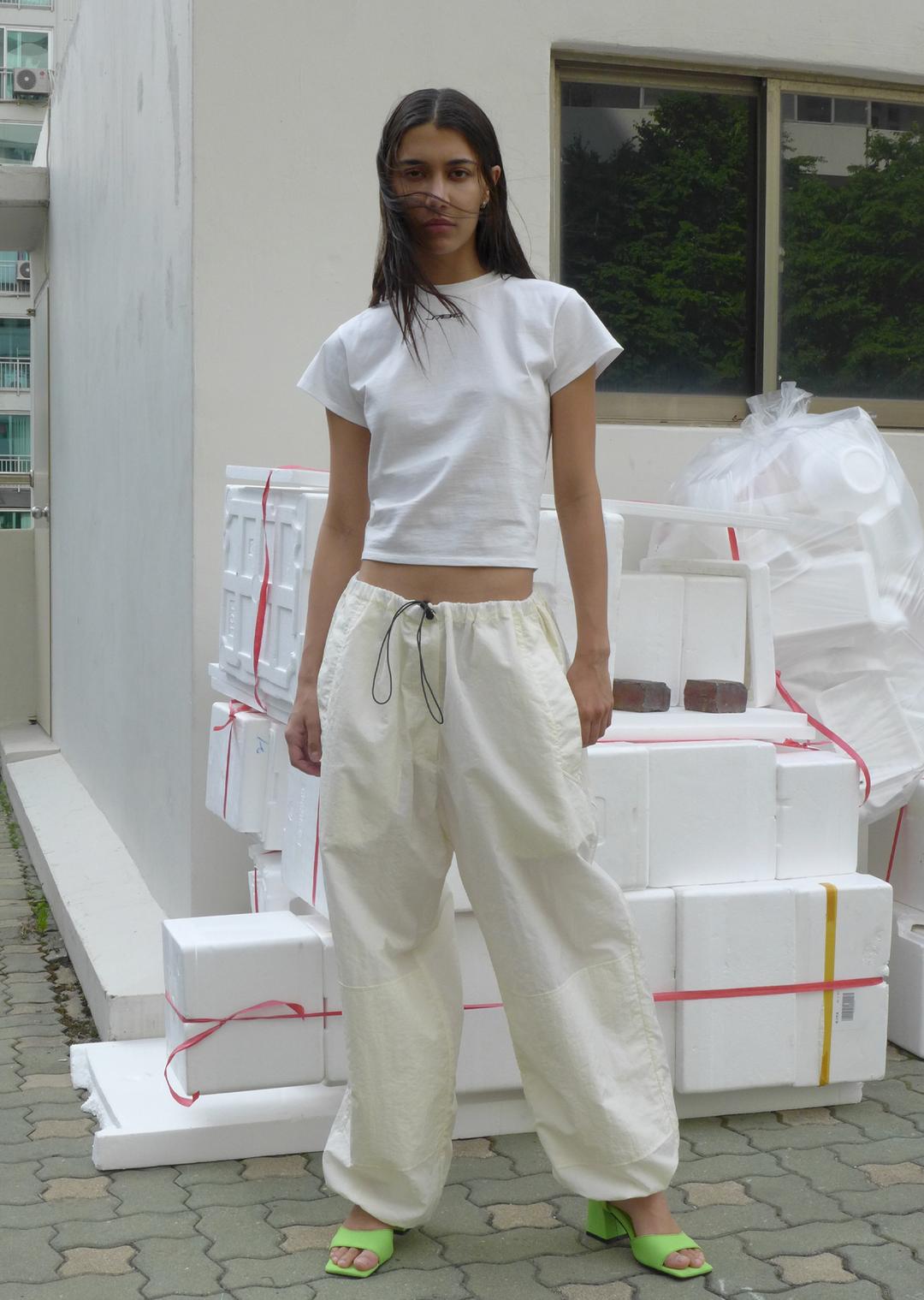 NYLON STRING PANTS IVORY