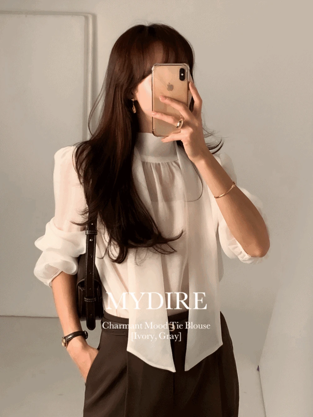샤르망 무드 타이 블라우스 2color