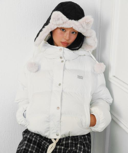 로고 후드 숏 덕다운 패딩(MAFDDW01NWH)