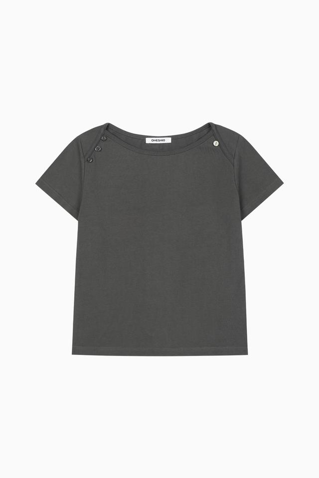 DOT BUTTON T-SHIRT, CHARCOAL