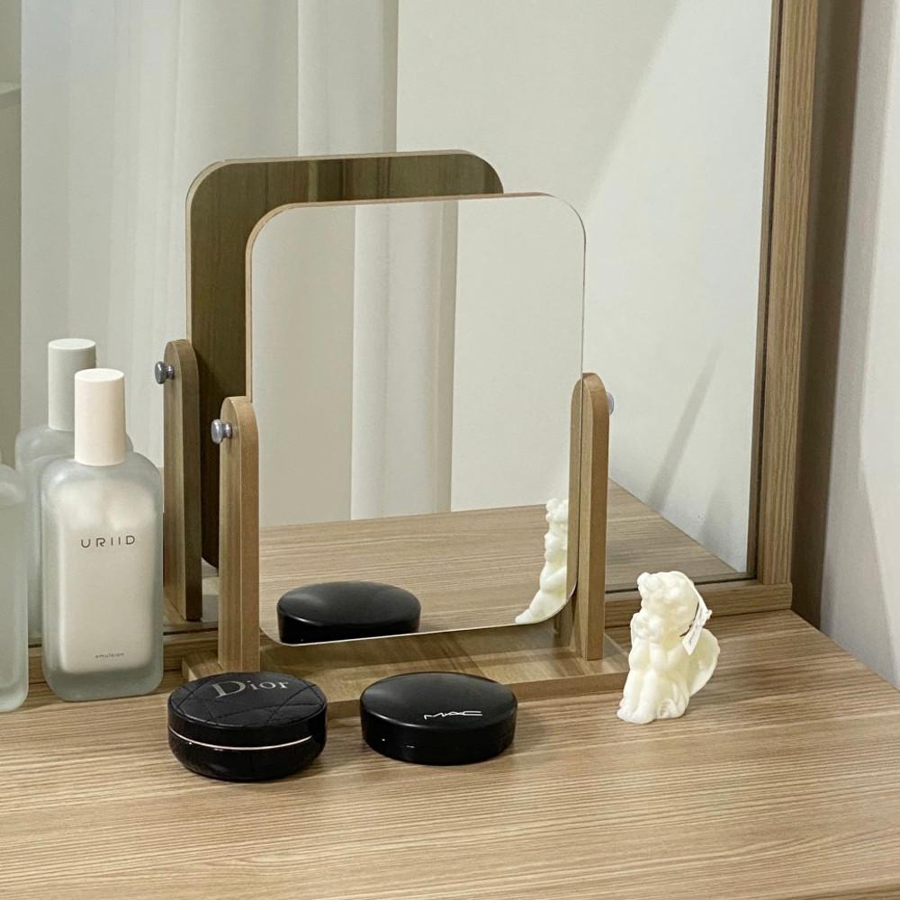 두가지사이즈 원목탁상거울 스탠드 화장대거울 엔틱 우드 책상거울 화장 메이크업 감성