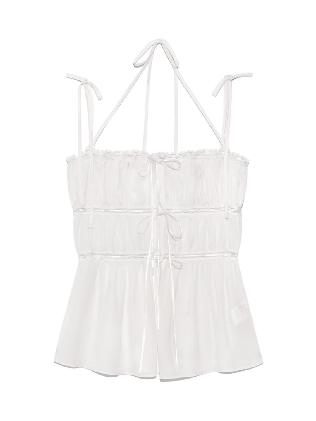 DREAMY LACE SHIRRING TOP (WHITE)