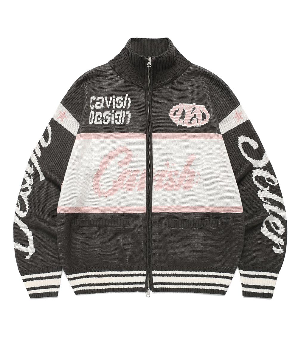 [10/31 예약발송] RACING TEAM KNIT ZIP UP[CHARCOAL]