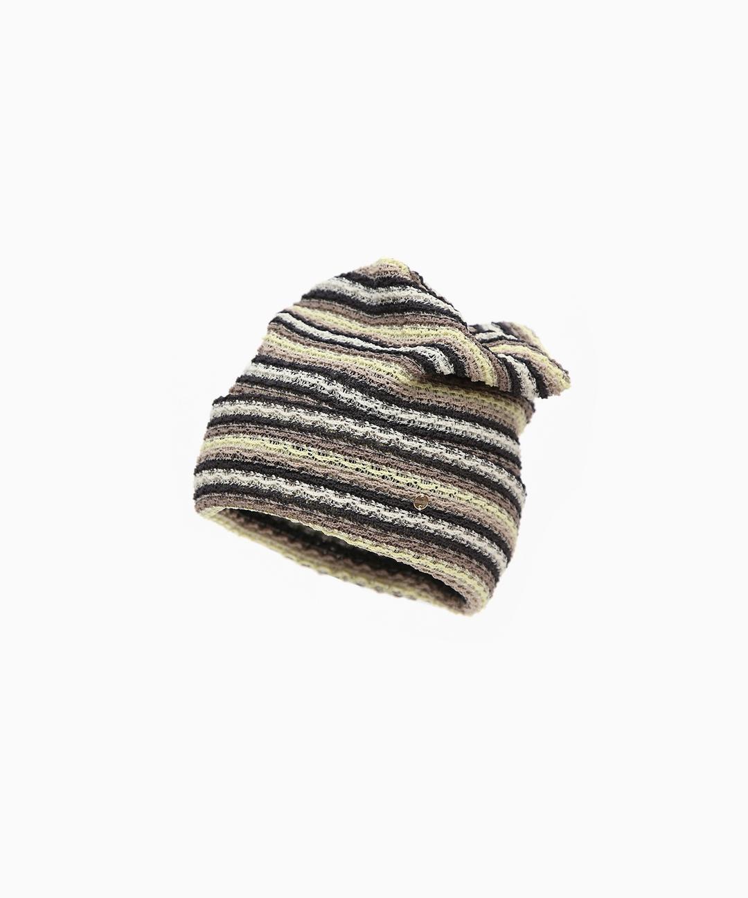 SQUARE NET BEANIE / STRIPE / LEMON BROWN